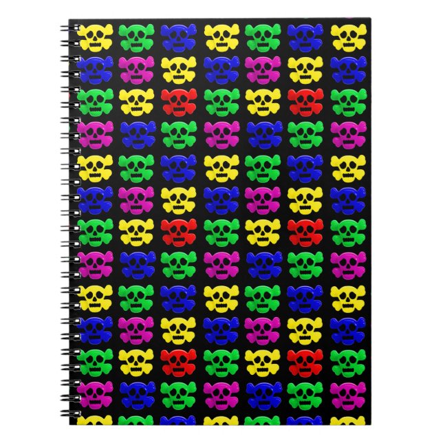 Colorful skulls pattern notebook (Front)