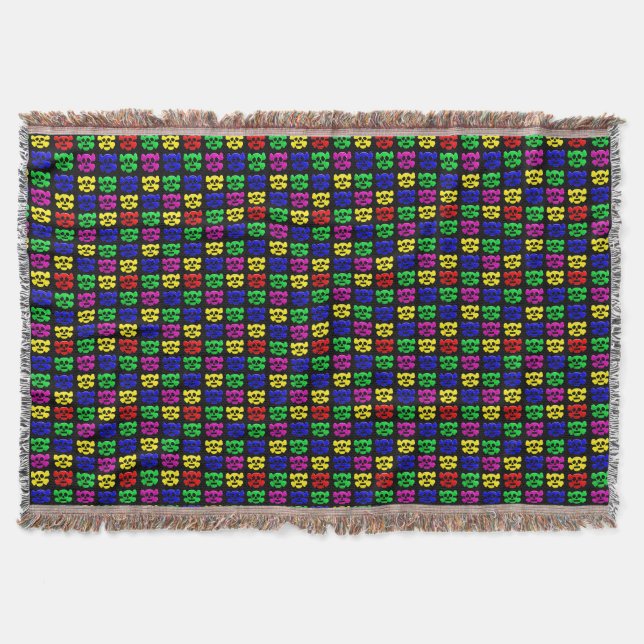 Colorful skulls pattern throw blanket (Front)
