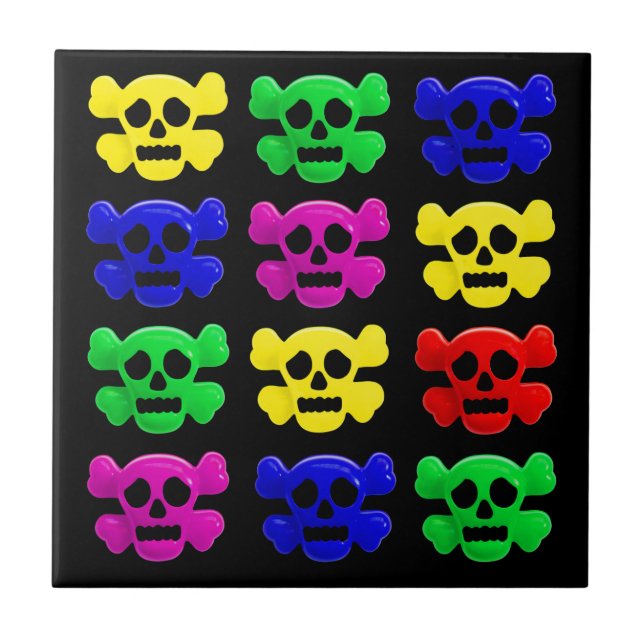 Colorful skulls pattern tile (Front)