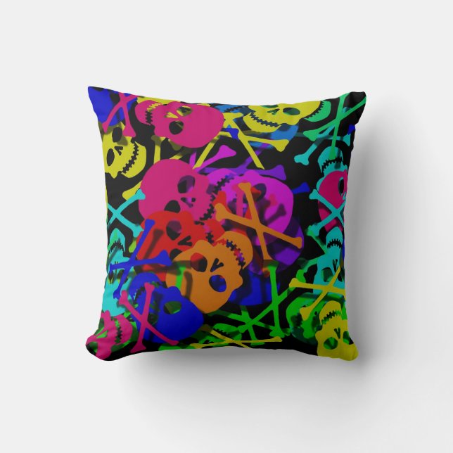 Colorful Skulls Pillow (Front)