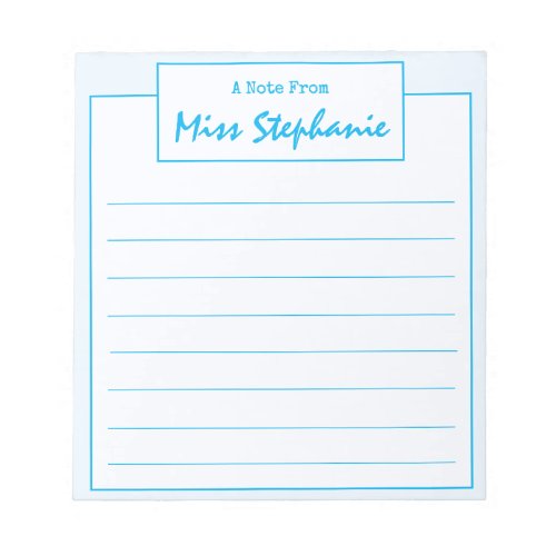 Colorful Sky Blue Script From Teacher Notepad