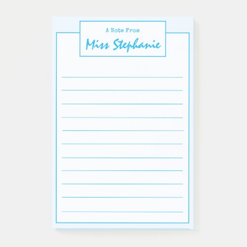 Colorful Sky Blue Script From Teacher Post-it Notes