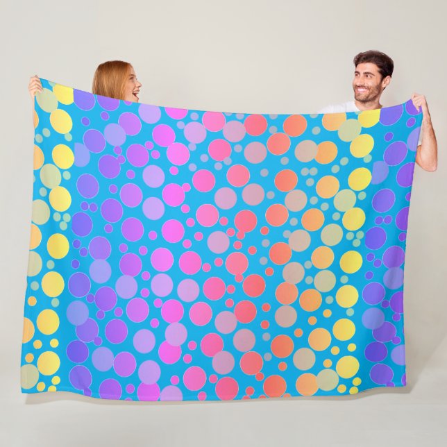 Colorful Skyblue Abstract Pattern Polka Dots Fleece Blanket (In Situ)