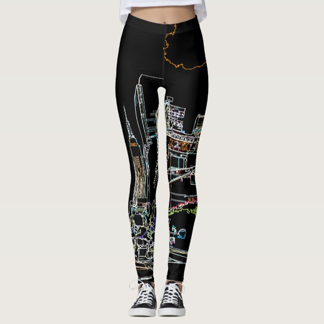 Colorful skyline in Manhattan Leggings (Front)
