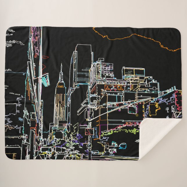 Colorful skyline in Manhattan Sherpa Blanket (Front (Horizontal))