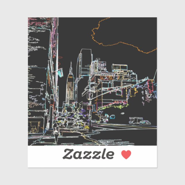Colorful skyline in Manhattan Sticker (Sheet)