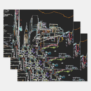 Colorful skyline in Manhattan Wrapping Paper Sheets