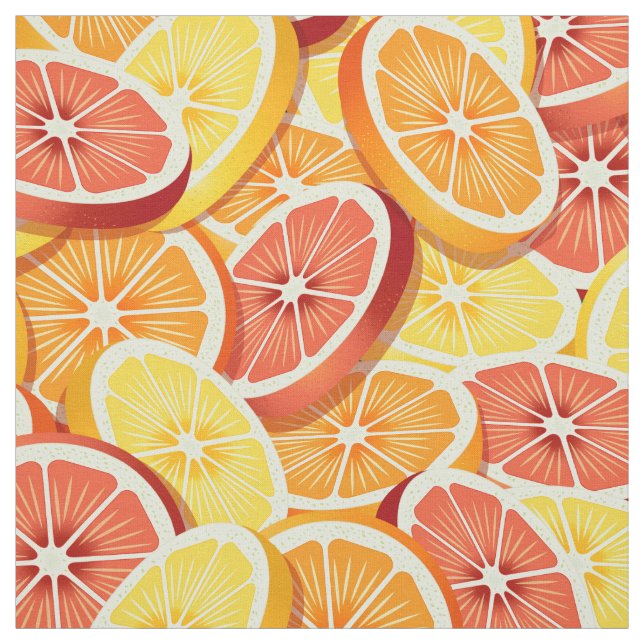 Colorful sliced citrus fruits pattern fabric (Swatch)