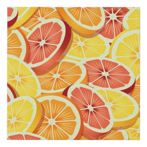 Colorful sliced citrus fruits pattern faux canvas print