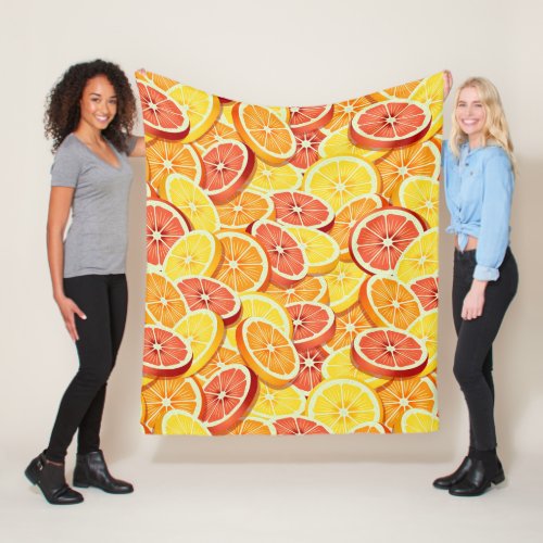 Colorful sliced citrus fruits pattern fleece blanket