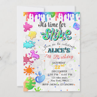 COLORFUL SLIME BIRTHDAY INVITATION FOR KIDS
