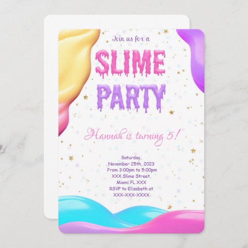 Colorful Slime Birthday Party Invitation