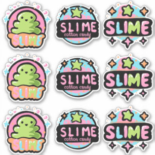 Colorful slime logos sticker sheet