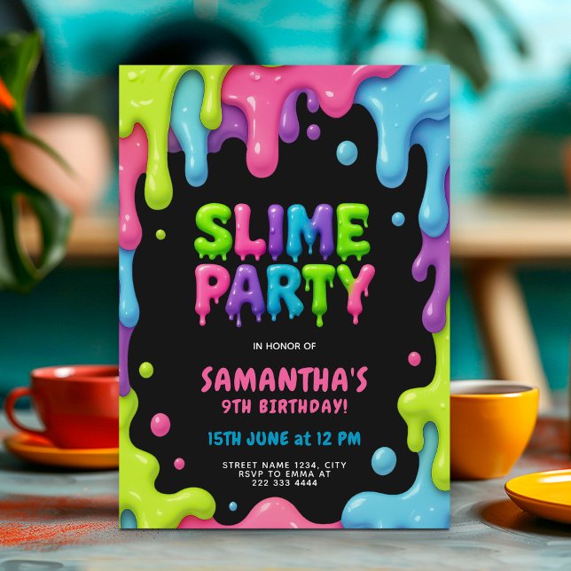 Colorful Slime Party for Kids Invitation (Creator Uploaded)