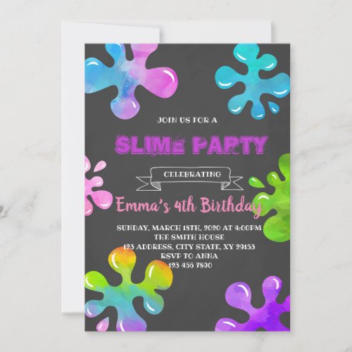 Colorful slime party invitation