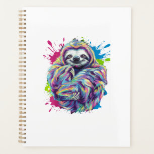 Colorful Sloth Cute Animal Art Funny Graphic Tee T Planner