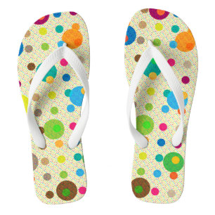 Colorful Small And Large Polka Dots Flip Flops