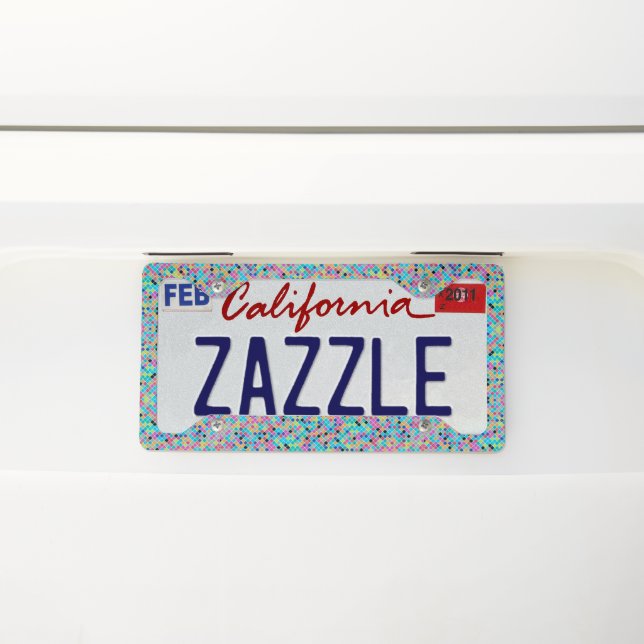 Colorful small geometric shapes pattern license plate frame (On Car)