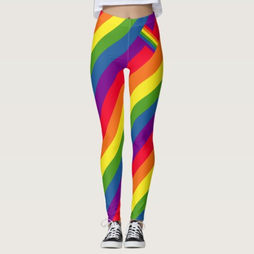 Colorful Small Stripes Rainbow Flag Leggings