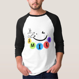 Colorful SMILE Cute Coffee Quote Graphic T-Shirt