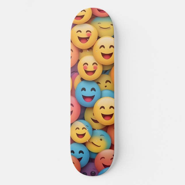 Colorful Smile Emoji Skateboard (Front)