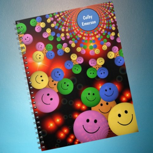 Colorful Smile Faces  Cute Happy Smiles Bubbles Notebook