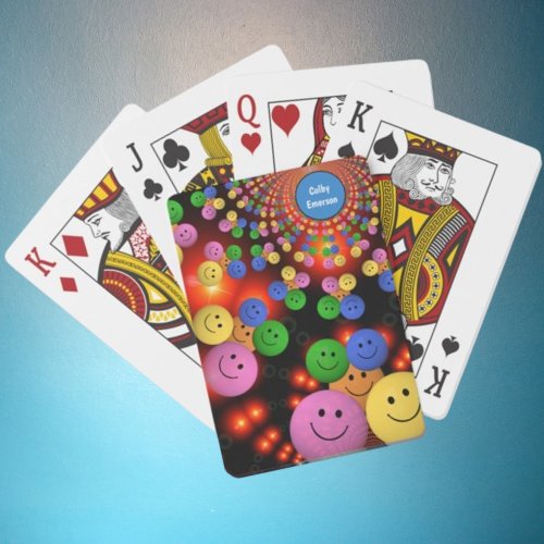 Colorful Smile Faces  Cute Happy Smiles Bubbles Playing Cards