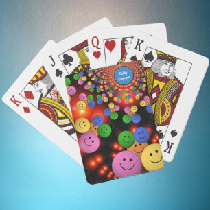 Colorful Smile Faces & Cute Happy Smiles Bubbles Poker Cards