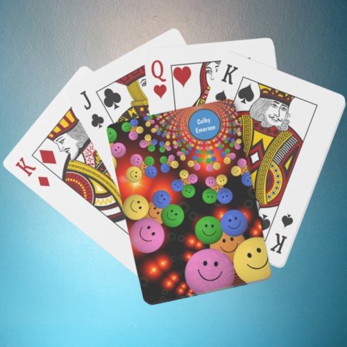 Colorful Smile Faces  Cute Happy Smiles Bubbles Poker Cards