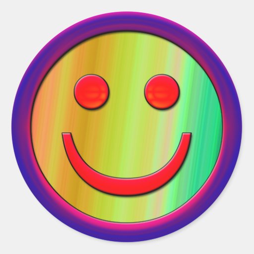 COLORFUL SMILEY FACE CLASSIC ROUND STICKER | Zazzle