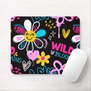 Colorful Smiley Flower Graffiti Pattern Baby Bib Mouse Pad