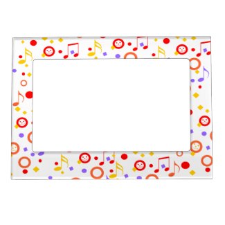 Colorful Smileys and Music Notes Picture Frame Magnet