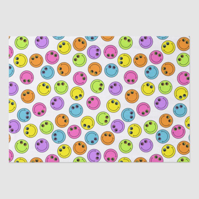 Colorful Smiling Emoji Faces Tissue Paper (Front)
