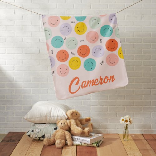 Colorful Smiling Happy Face Pattern Baby Blanket