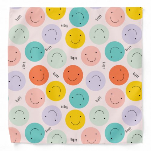 Colorful Smiling Happy Face Pattern Bandana