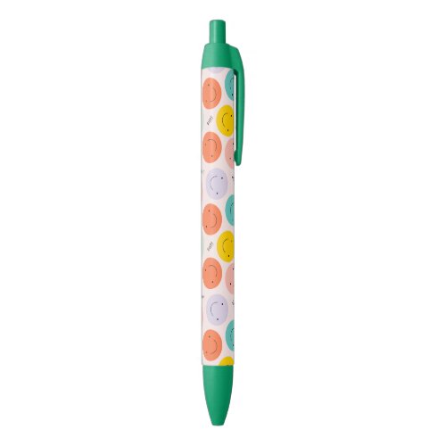 Colorful Smiling Happy Face Pattern Black Ink Pen