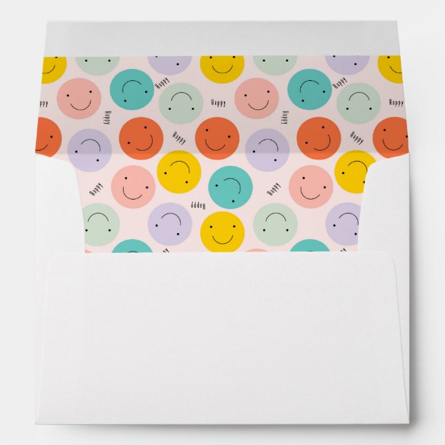 Colorful Smiling Happy Face Pattern Envelope (Back (Bottom))