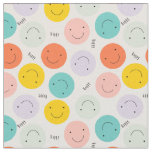 Colorful Smiling Happy Face Pattern Fabric