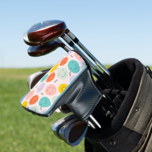 Colorful Smiling Happy Face Pattern Golf Head Cover