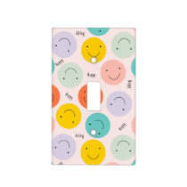 Colorful Smiling Happy Face Pattern Light Switch Cover
