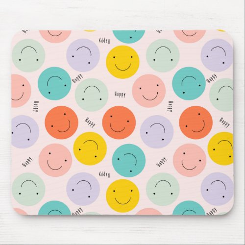 Colorful Smiling Happy Face Pattern Mouse Pad