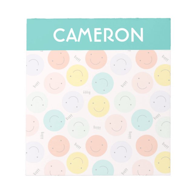 Colorful Smiling Happy Face Pattern Notepad (Front)