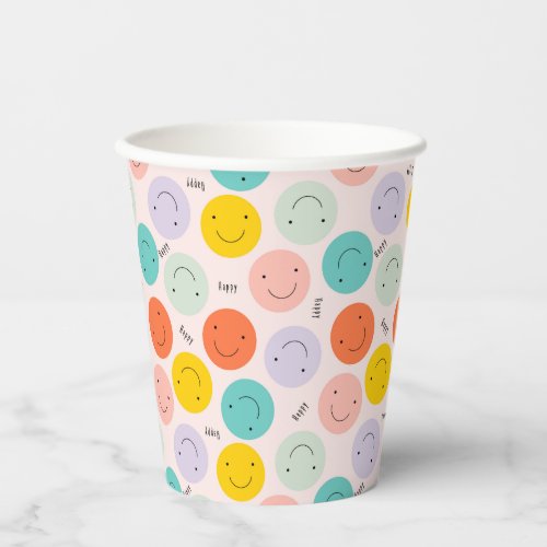 Colorful Smiling Happy Face Pattern Paper Cups