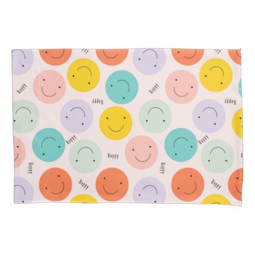 Colorful Smiling Happy Face Pattern Pillow Case