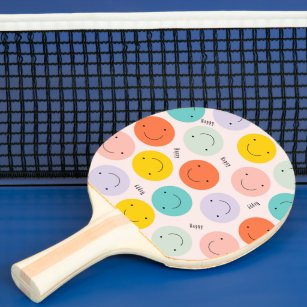 Colorful Smiling Happy Face Pattern Ping Pong Paddle