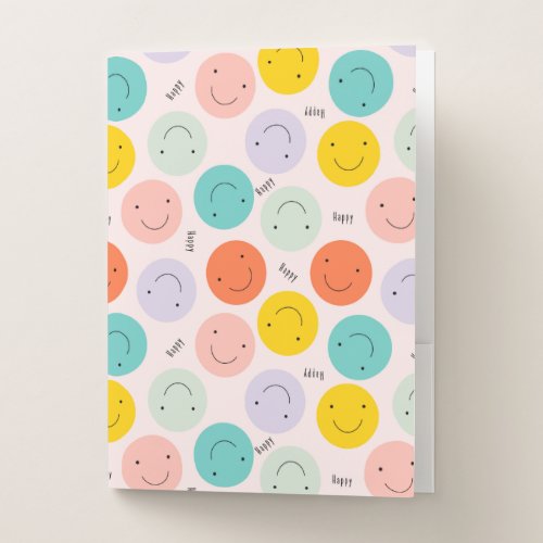 Colorful Smiling Happy Face Pattern Pocket Folder