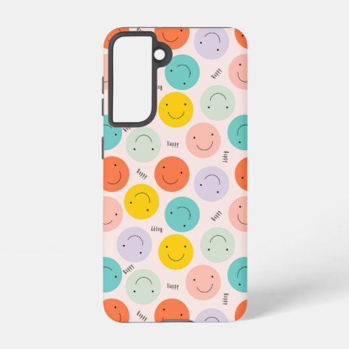 Colorful Smiling Happy Face Pattern Samsung Galaxy S21 Case