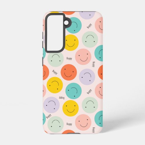 Colorful Smiling Happy Face Pattern Samsung Galaxy S21 Case