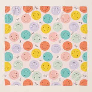 Colorful Smiling Happy Face Pattern Scarf