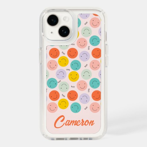 Colorful Smiling Happy Face Pattern Speck iPhone 14 Case